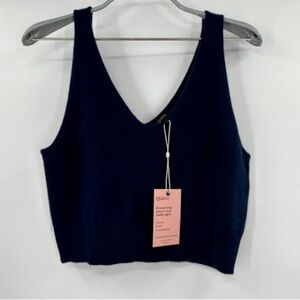 Quince Navy Blue Mongolian Cashmere Cropped Tank Sleeveless Top sz S Women's NWT